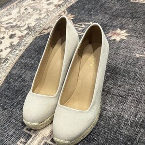 Women's J Crew Cream Canvas espadrille wedges